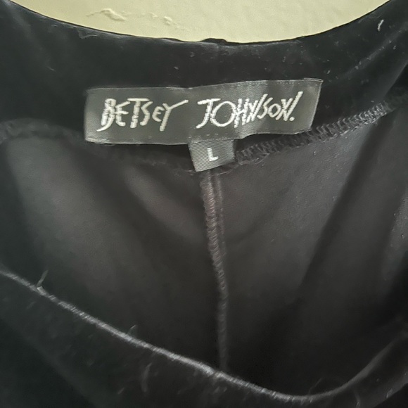 Betsey Johnson crushed velvet black jumpsuit L large - Picture 2 of 6